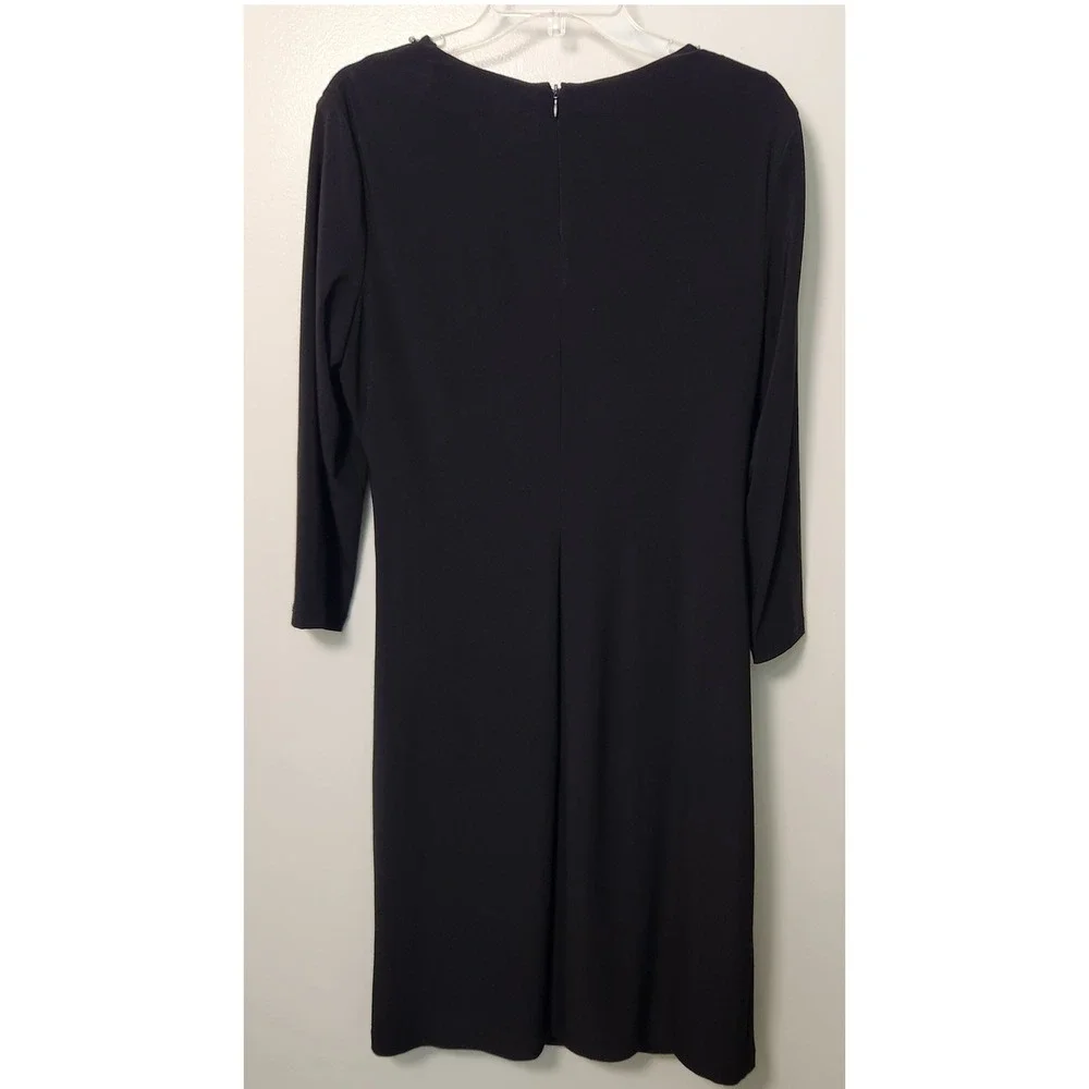 Lauren Ralph Lauren Black Embellished Rhinestone Neck Black Midi Dress LBD Sz 14